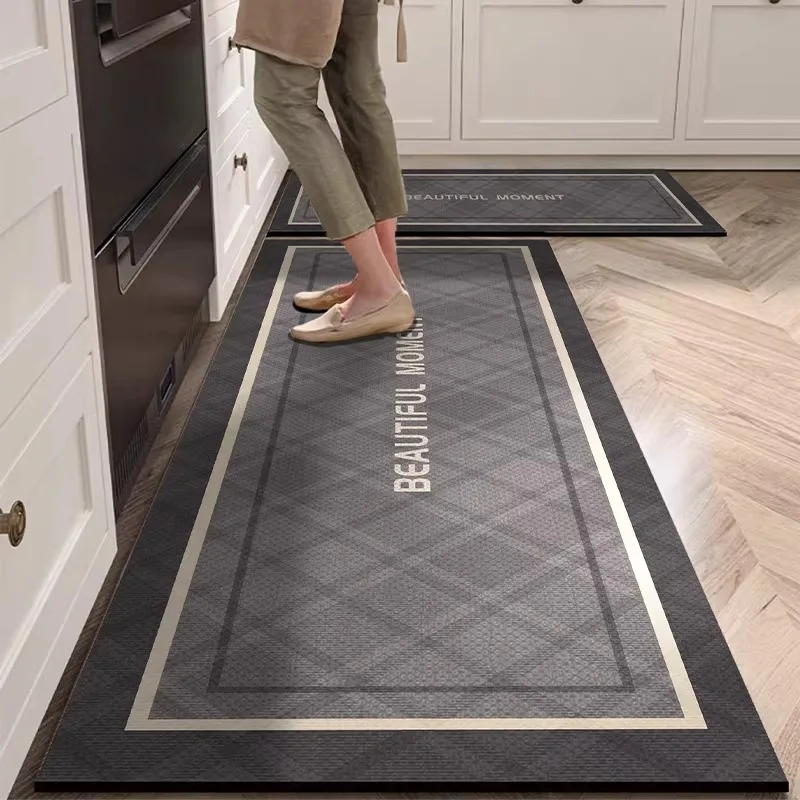 Kitchen Carpet Waterproof Floor Mat Pvc Leather Oil-proof Foot Mats Non-slip Long Carpets British Style Home Decor Rugs 주방러그