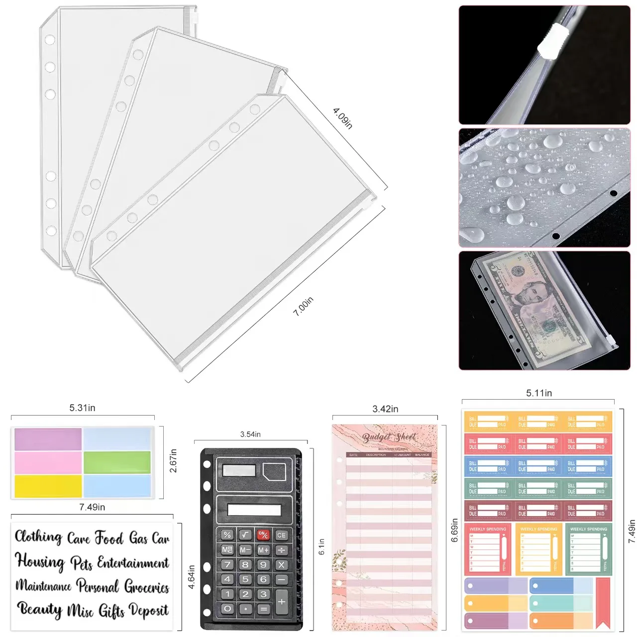 ميزانية سحاب مطورة جديدة هذا المجموعة، مجلد جلد PU ملون A6، توفير المال للمنظمين/المخططين