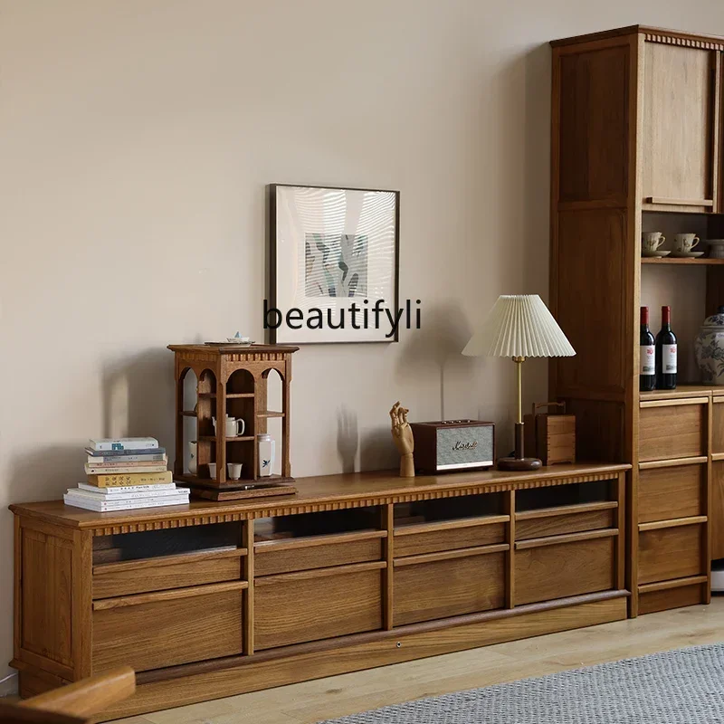 

A57 Living room solid wood retro TV cabinet medium ancient Myanmar old teak storage floor low cabinet TV cabinet