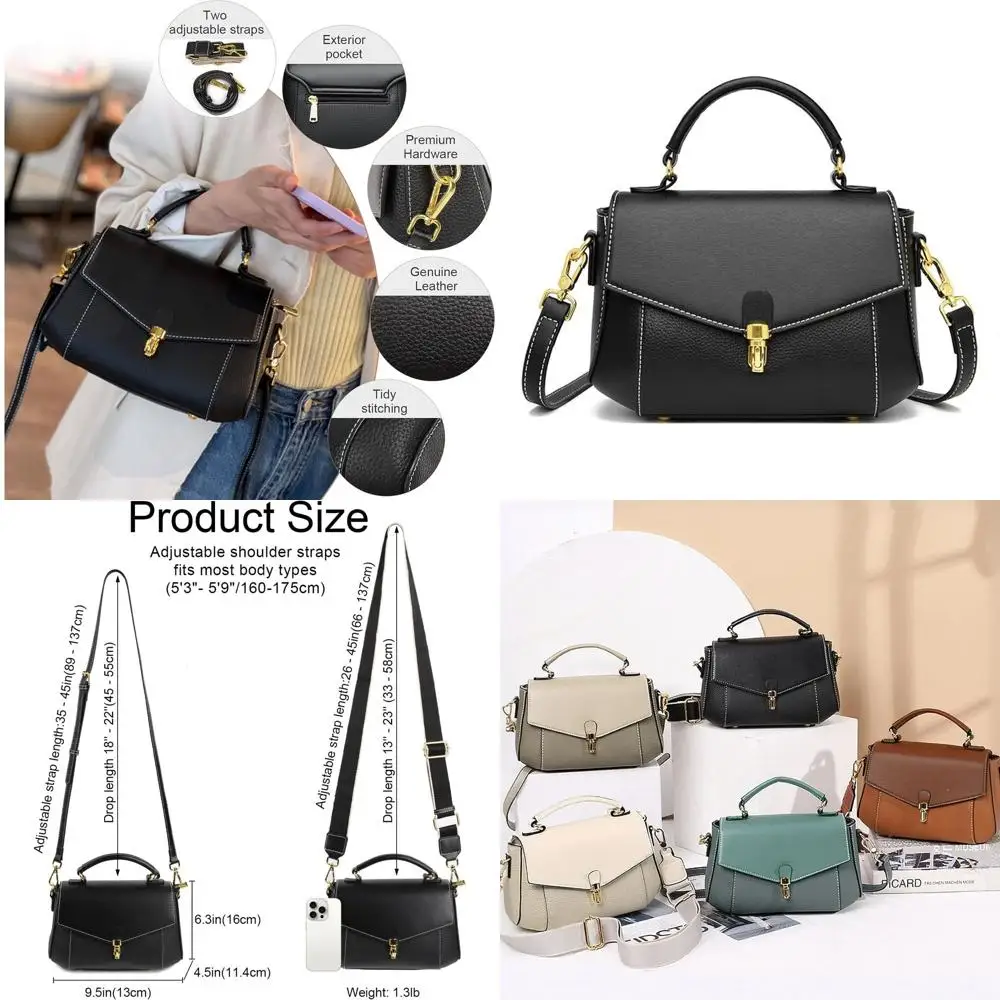 

Women's Genuine Leather Crossbody Tote Bag with Removable Shoulder Strap