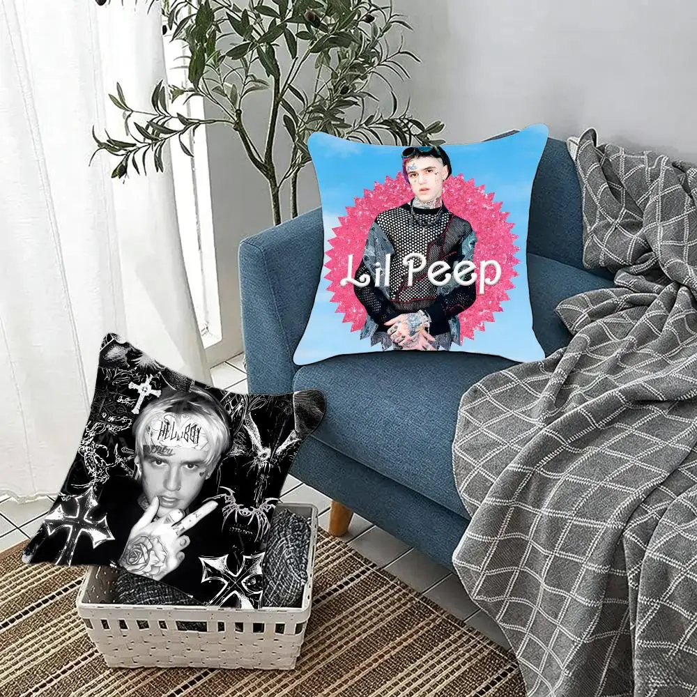 Melancholic Singer L-Lil Peep Cushion Cover Fluffy velvet Nordic style plush Living room sofa decorative
