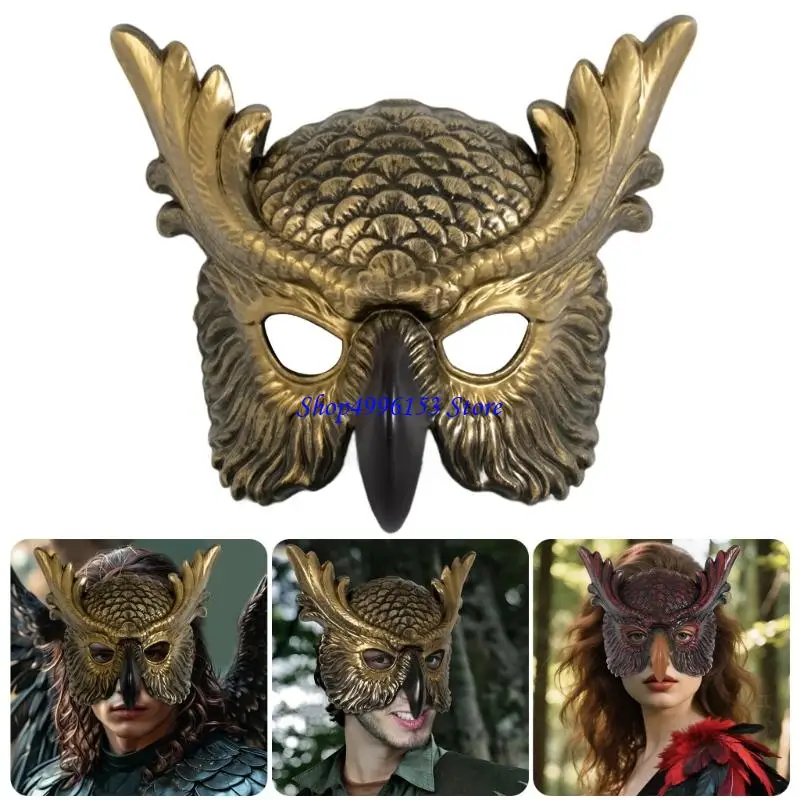 

Q0KE Beak Half Face Mask Masquerade Mask Costume Mask Owl Mask Halloween Cosplay Costume Bird Mask for Women Men