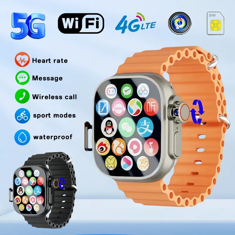 DW100 Pro Smartwatch z odciskiem palca, Touch ID, ekran AMOLED 2,29 cala, obrotowy, kamera, GPS, połączenie WIFI, obsługa kart SIM