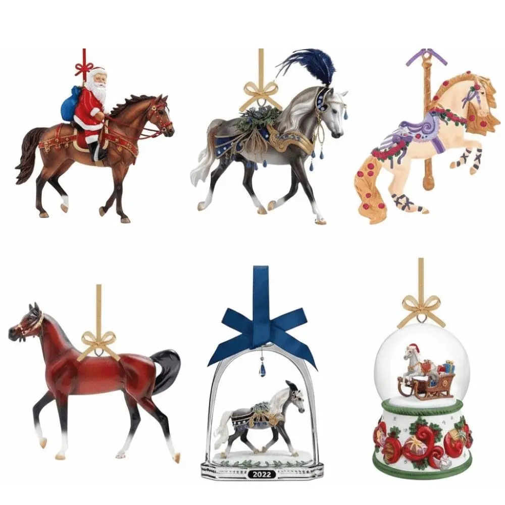 

Santa Horse Christmas Hanging Pendant 2D Flat Bag Charms Car Horse Pendant New Year Gift Acrylic Christmas Tree Ornament