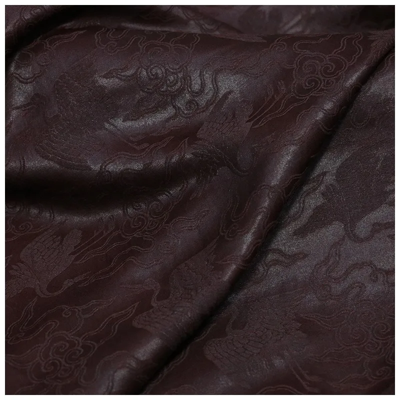 The designer of vintage cheongsam and Hanfu made ramie silk jacquard satin Xiangyunsha fabric old material