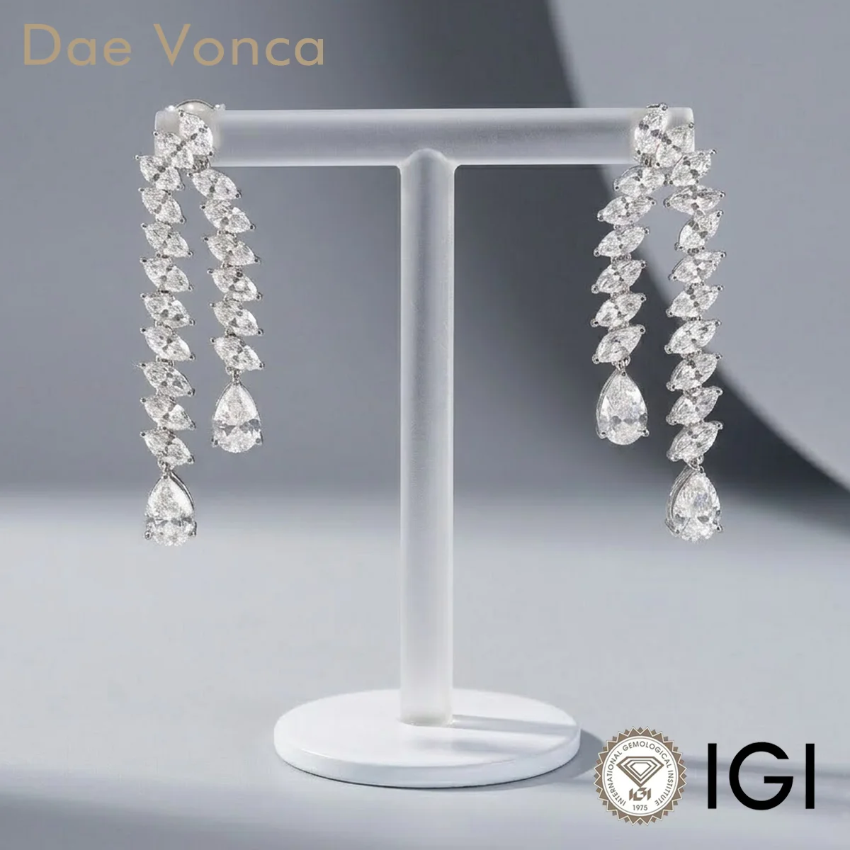 Marquise and Pear Cut Lab Created Diamond Earrings 9K/14K/18K White Gold Tassel Earrings Fine Jewelry For Anniversary Gift