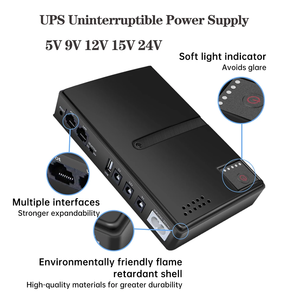 1018L Unterbrechungsfreie Stromversorgung DC UPS Batterie-Backup 5V 9V 12V 15V 24V UPS-Stromversorgung Router Optisches Modem Ohne Batterie