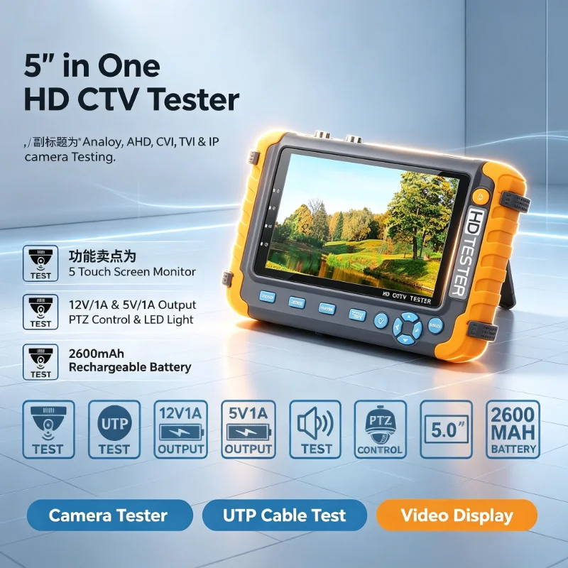 Portable CCTV Tester IV8W  8MP AHD/CVI/TVI Mini Monitor Cameras Tester HDMI VGA Input Video Cable Security Camera Tester