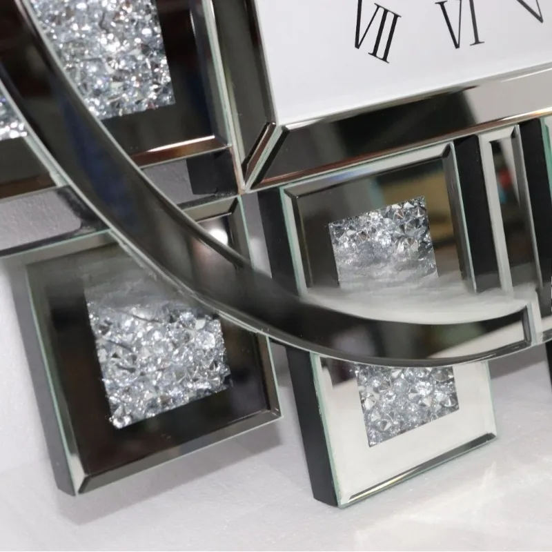 Wall clock Diamond wall European wall decoration Living room glass decoration Light luxury Foreign