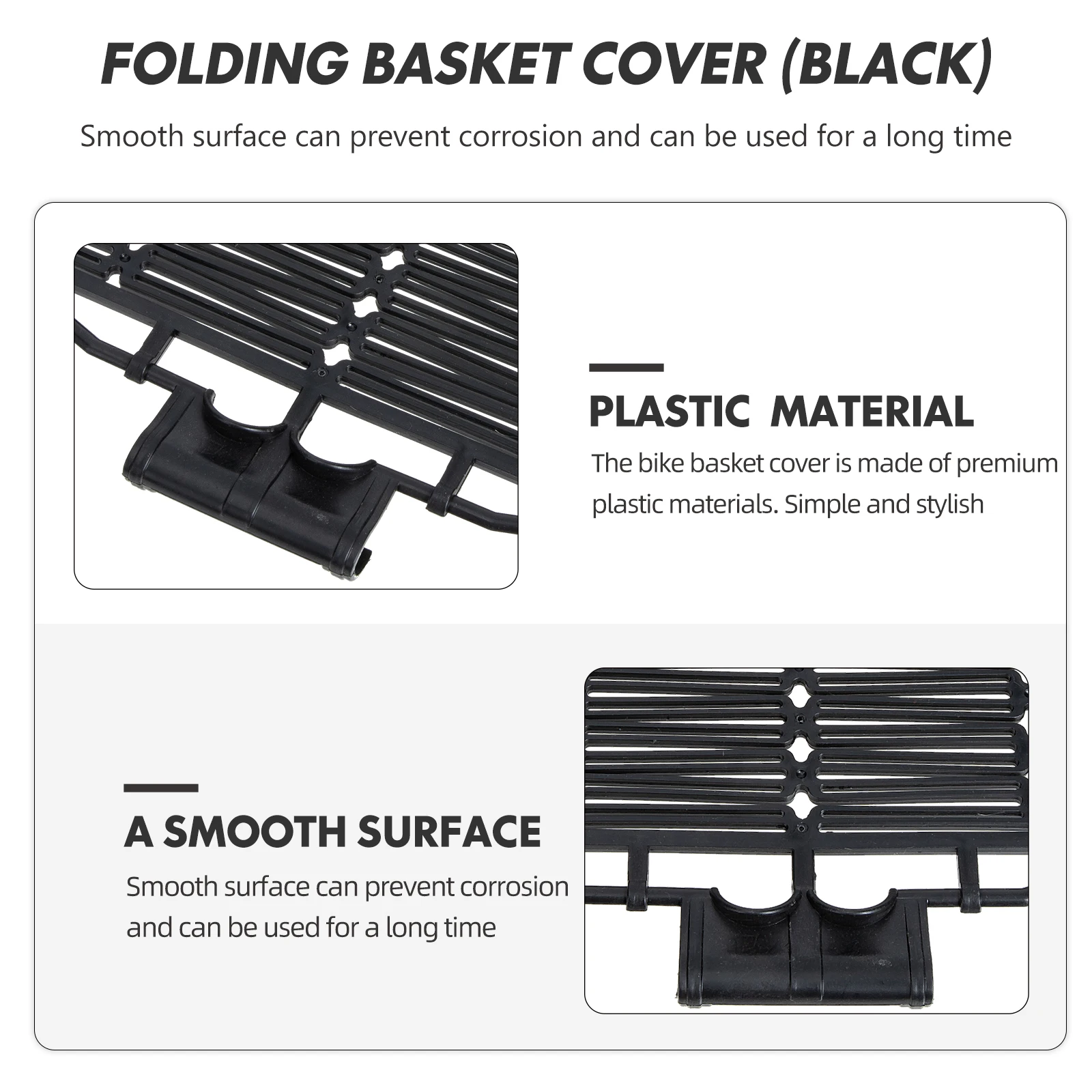 

Premium Bike Basket Cover with Lid Durable Plastic Folding Front Basket Storage Waterproof Corrosion Resistant Easy for Cycling