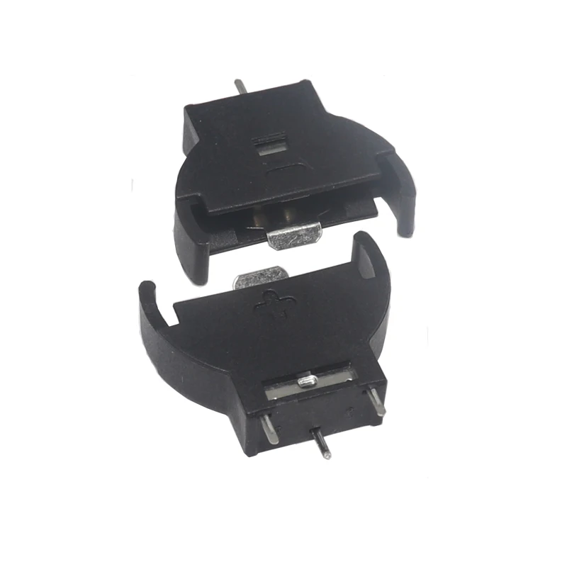 【30p-10PCS】Black Plastic CR2032 2032 3V Half-Round Cell Coin Battery Socket Holder Case Module Battery Boxes Vertical Inline 3