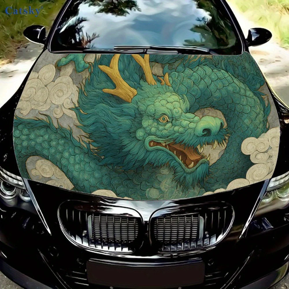 

Виниловая наклейка на капот автомобиля с узорами «Дракон в облаке», защитная наклейка для экстерьера автомобиля, водонепроницаемая самоклеящаяся наклейка на кузов автомобиля