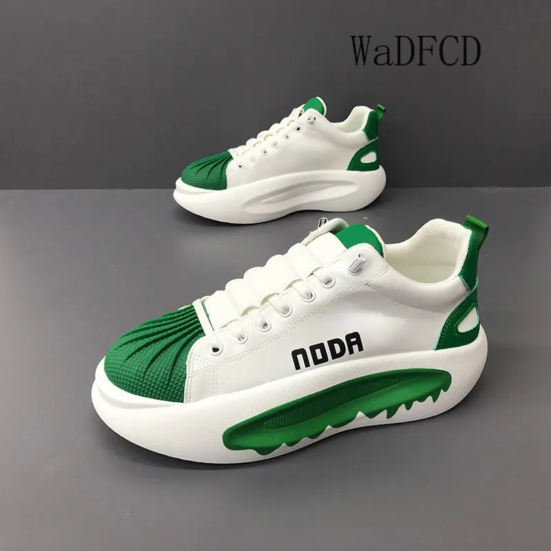 Chun Bụng Sneakers Nam Đế Mềm Chạy Bộ Cho Nam Da/Chất Liệu Vải Thoáng Khí Cao Tăng Phẳng Nền Tảng Ban Giày