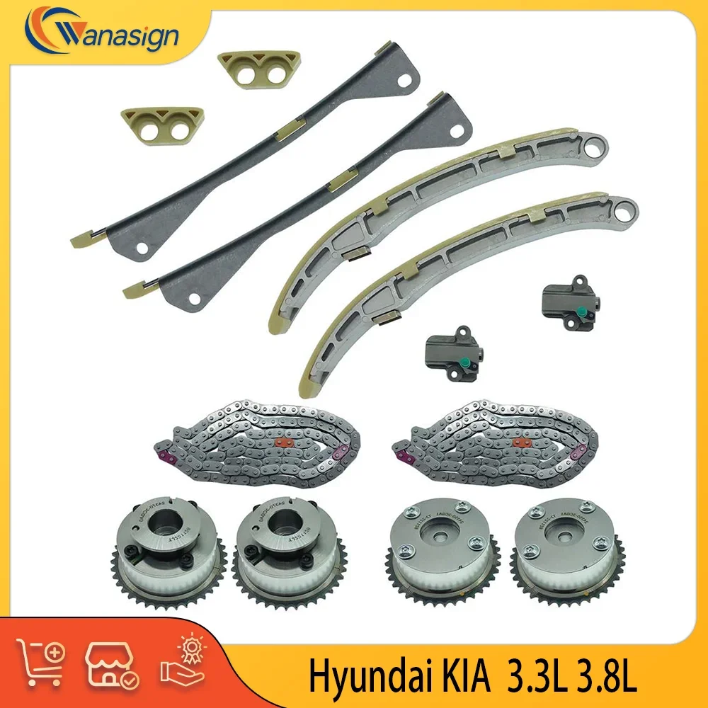 

Комплект цепи ГРМ двигателя CVVT, подходит для Hyundai GENESIS KIA 3.3L 3.8L V6 GAS GDI 3.3 3.8 L T G6DJ G6DF G6DH 2009-2024
