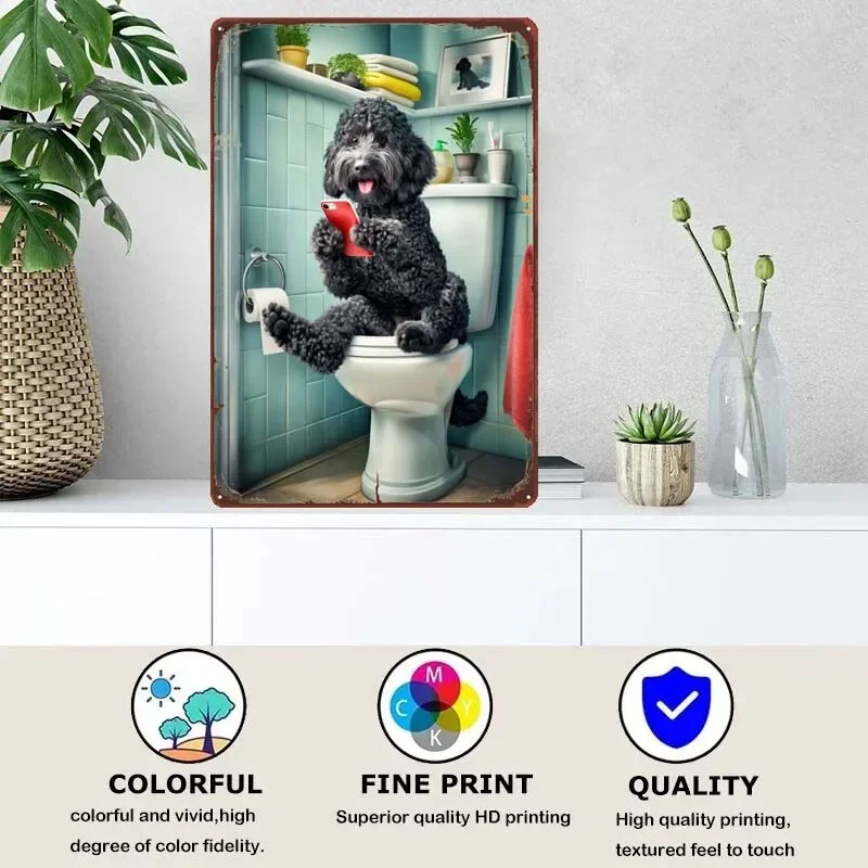 Black Cockapoo Bathroom Decoration Wall Decor Vintage Tin Plate Metal Poster Funny Metal Signs for Wall Art Decoration Retro Bar