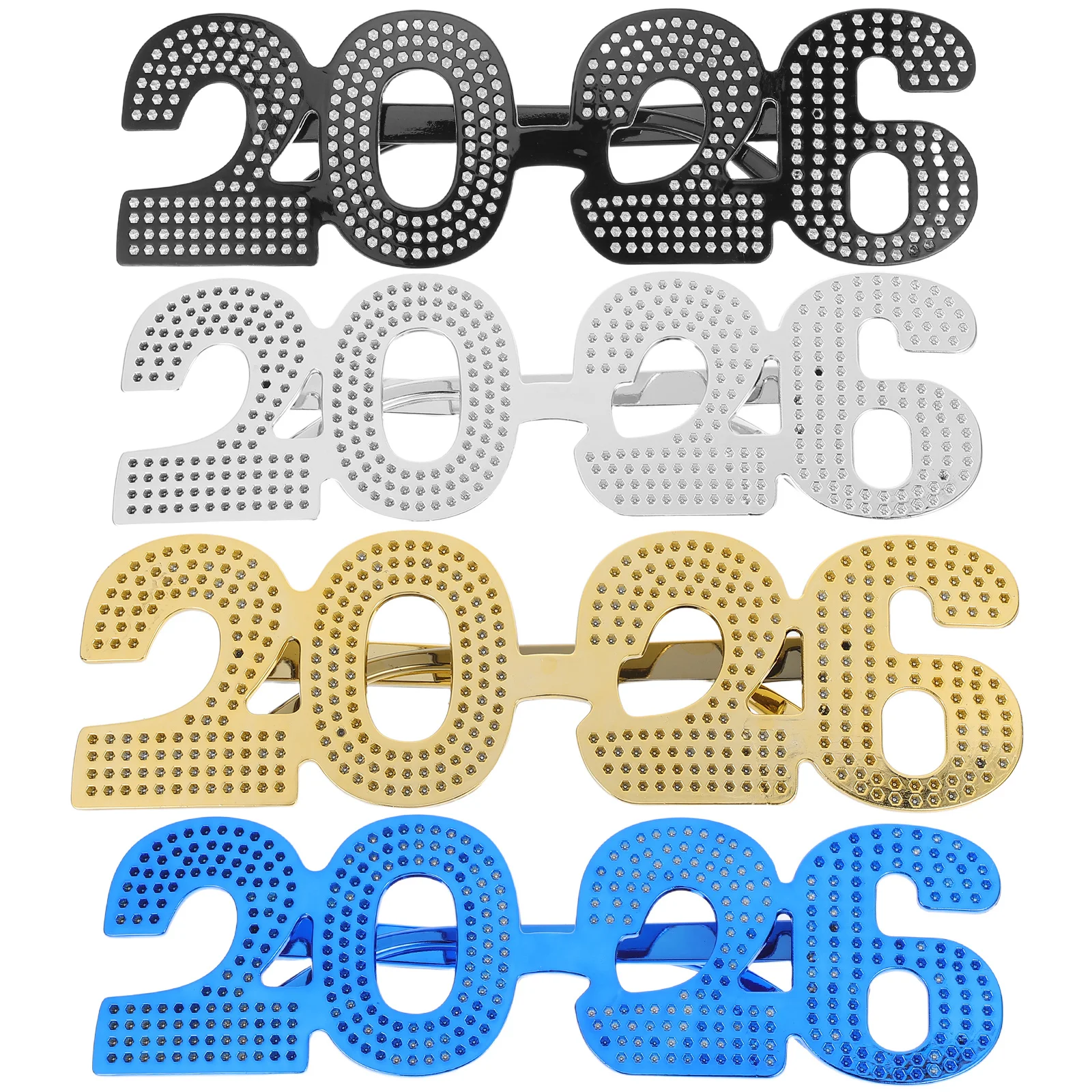 Lunettes à chiffres brillants pour le nouvel an 2026, 4 pièces, pour les fêtes Nye, accessoires Photo amusants pour les réunions de famille et d'amis