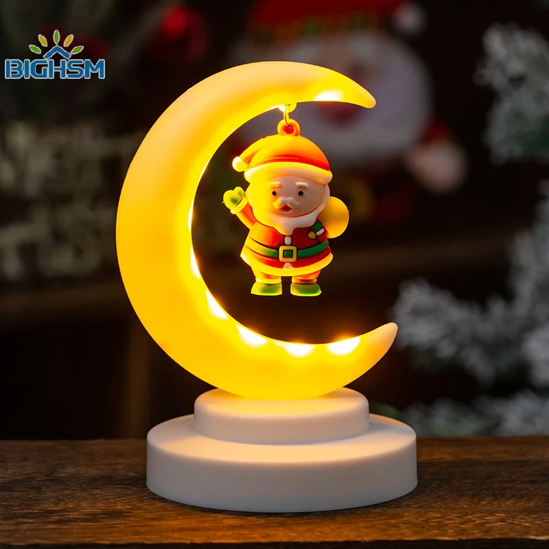 Santa Claus Moon Night Light Christmas Decorations Perfect Gifts For Kids Window Displays Table Ornaments