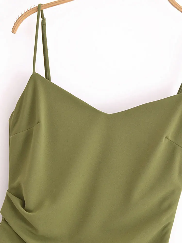 2025 봄 여성 주름 장식 캐주얼 시크 드레스 캐미 백리스 롱 스트레이트 드레스 신상 여름 드레스