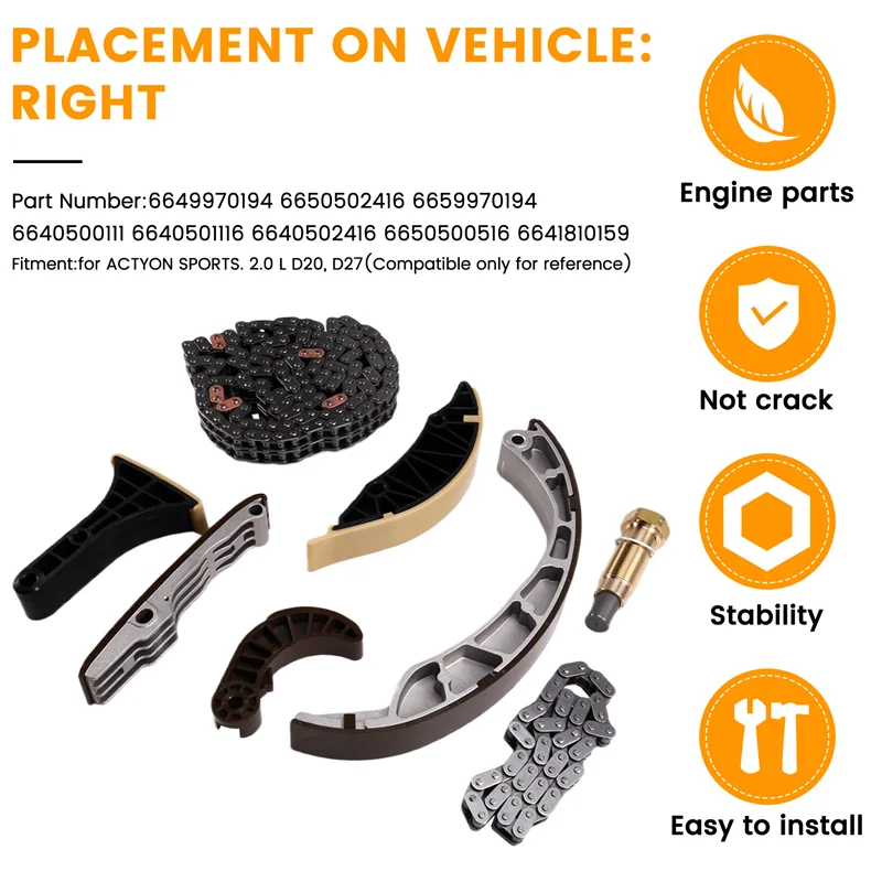 

AR-6649970000 8PCS Car Timing Chain Kit For SSANGYONG ACTYON SPORTS. REXTON, ACTYON ,KYRON 2.0 L D20, D27