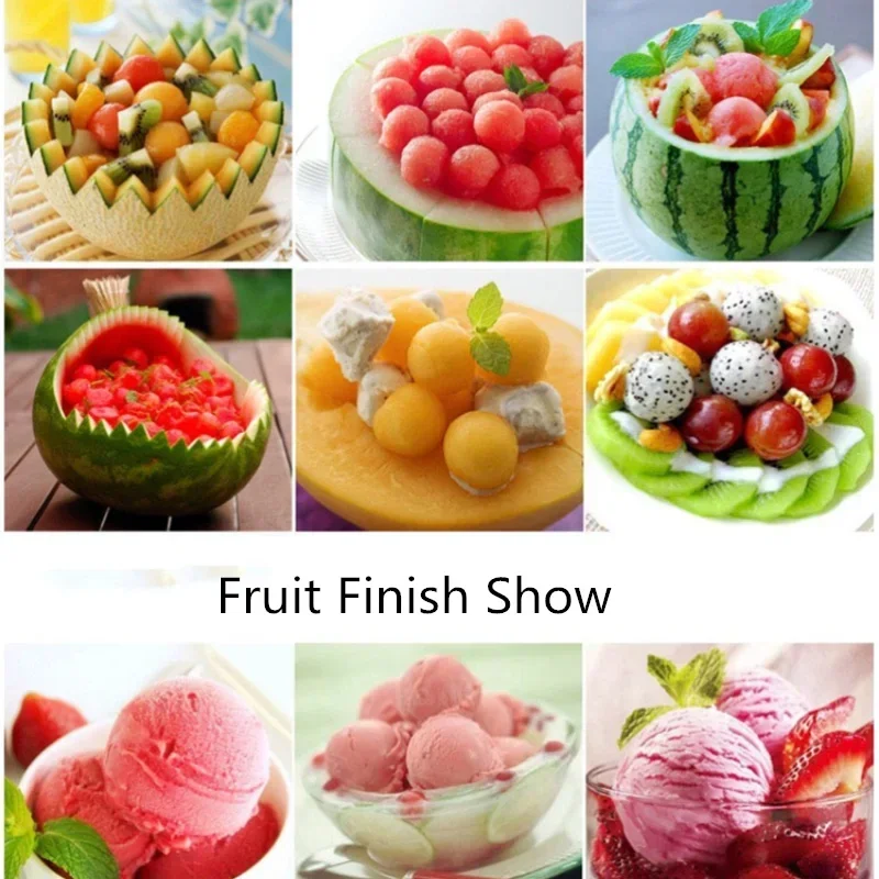 Melon Watermelon Ball Scoop Fruit Spoon Ice Cream Sorbet Stainless Steel Double-end Cooking Tool Kitchen Accessories Gadgets