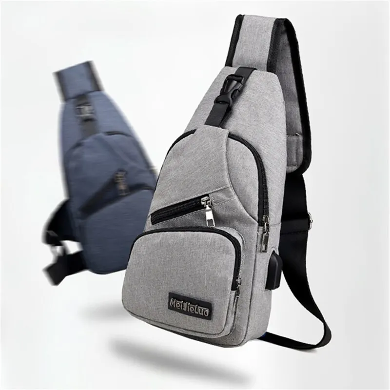 New Multifunctional Crossbody Bag Usb Charging Leisure Sports Large Capacity Chest Bag For Men