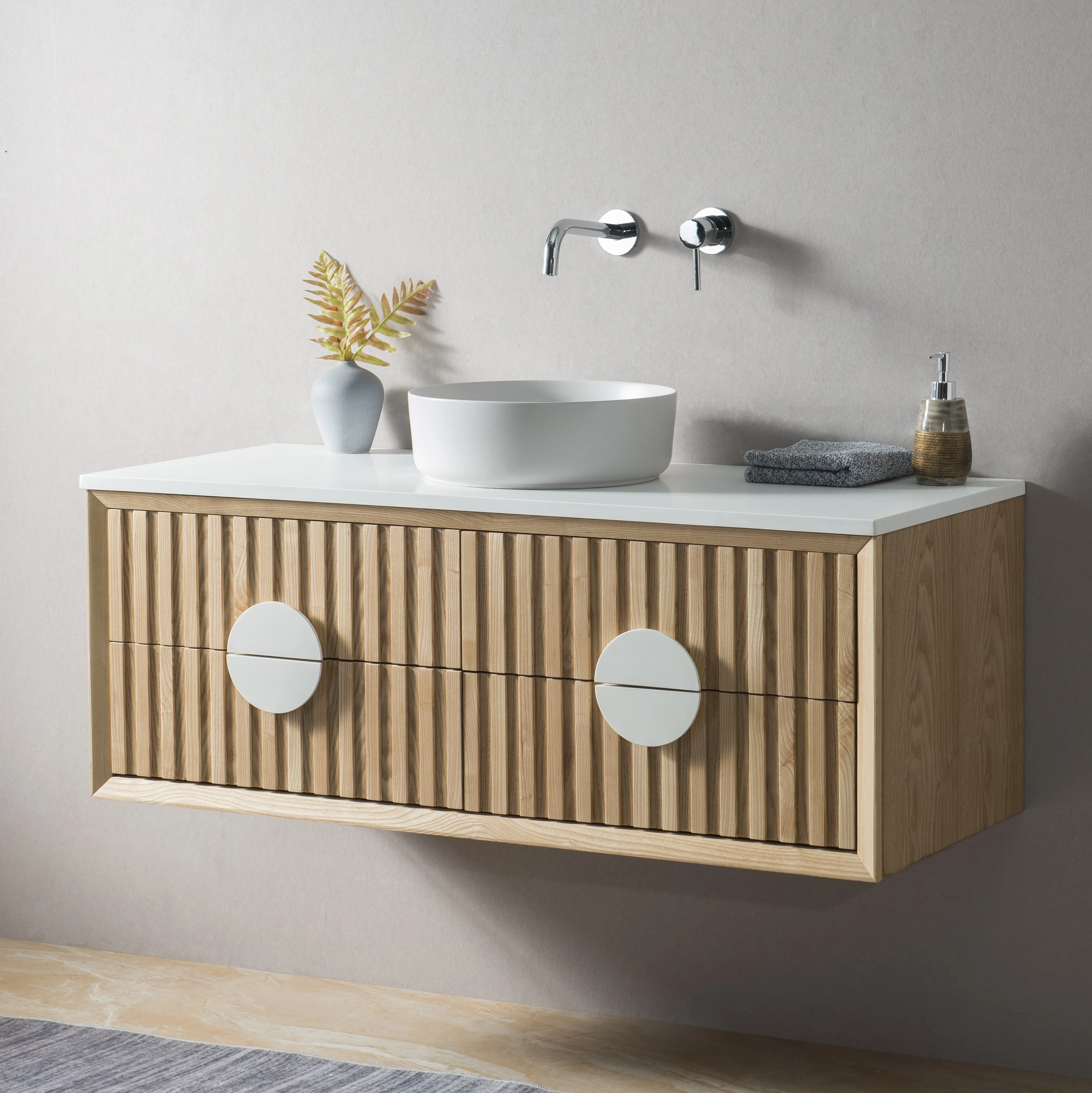 m 48-Inch Modern Bathroom Cabinet Wall-Mounted Vanity Mirror Simple Style Fashionable Ripple Space-Saving Hotels m