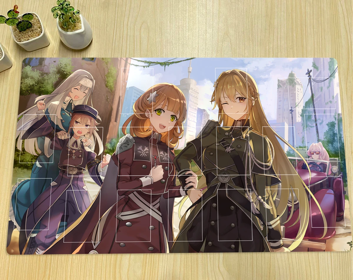 YuGiOh Exosister Irene Playmat TCG CCG Board Game Trading Card Game Mat Anime Mouse Pad Custom Desk Mat Zones Free Bag 60x35cm