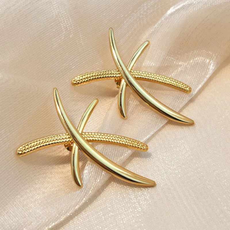 

Golden coconut ear studs jewelry, minimalist metal earrings, high-end fashion retro geometric wholesale
