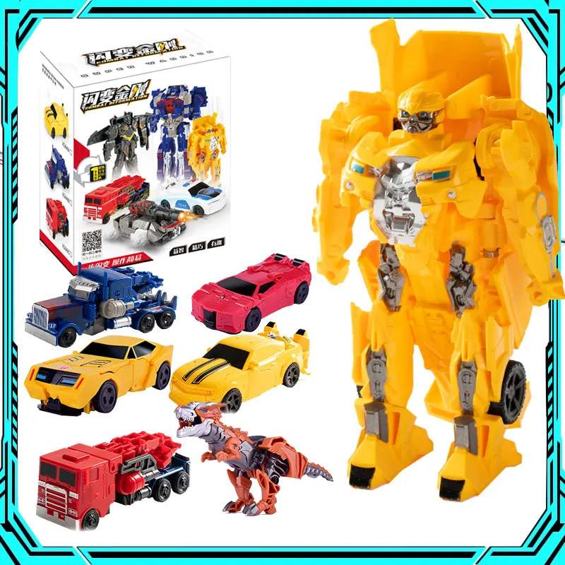 New Robot Transforming Car One-Step Deformed Dinosaur Transformation Action Figures Mini Model Children Birthday Gifts Boy Toy