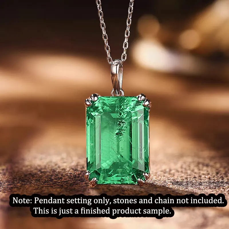 4*6-13x18mm Square Pendant Base, Simple 8-Claw Pendant Setting, S925 Silver, DIY Jewelry Findings