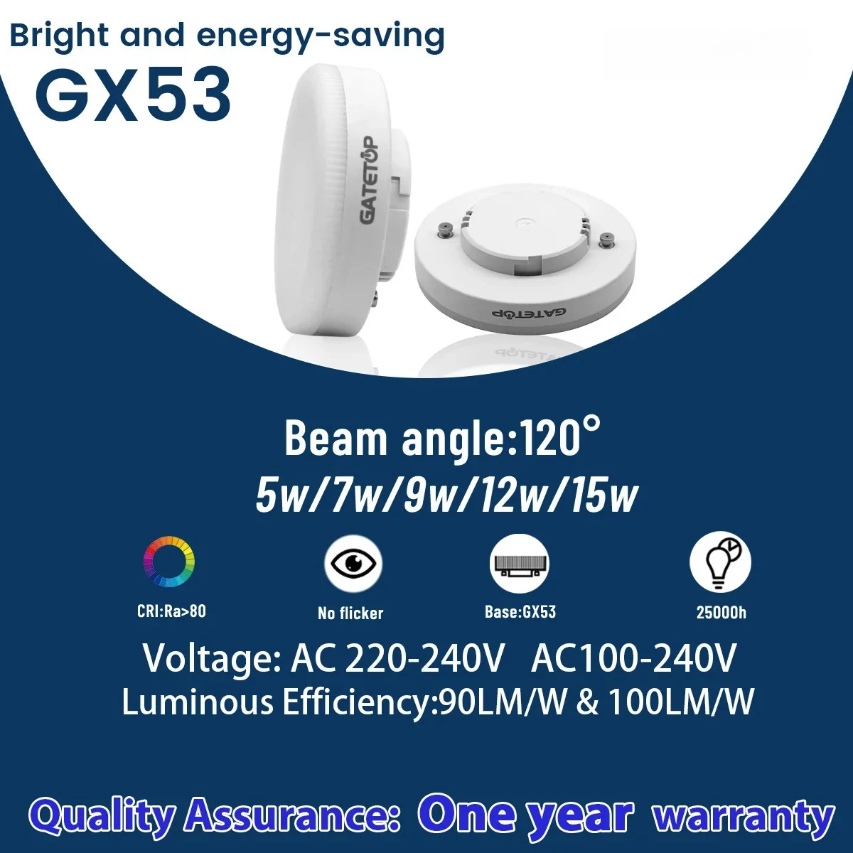 

1/5/10/15/20PCS LED Spotlight GX53 Wide Voltage 220V 100V 5W 7W 9W 12W 15W Warm White Cold Light Natural Light 3000K 4000K 6000K