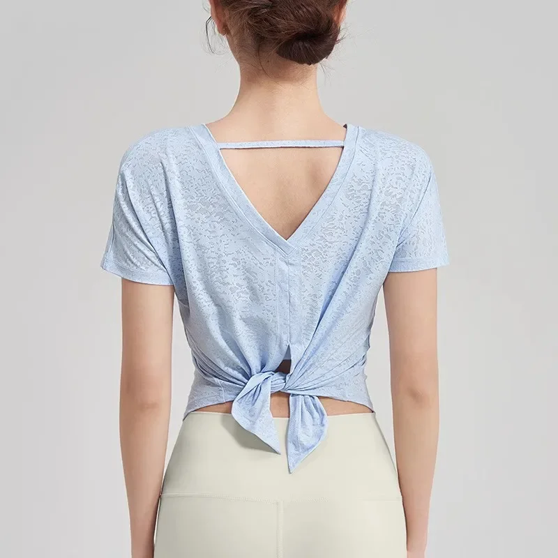 

Women's Sexy Short Sleeve Yoga T-Shirt Quick-Drying Breathable Sport Top Blouse for Workout Gym Running T-Shirt