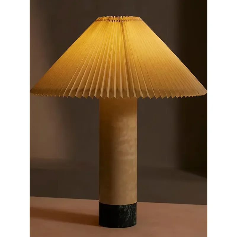 Modern Light Luxury Natural Travertine Desk Lamp Antique Style Creative Unique Bedroom Table Light Simple Design Home Decor