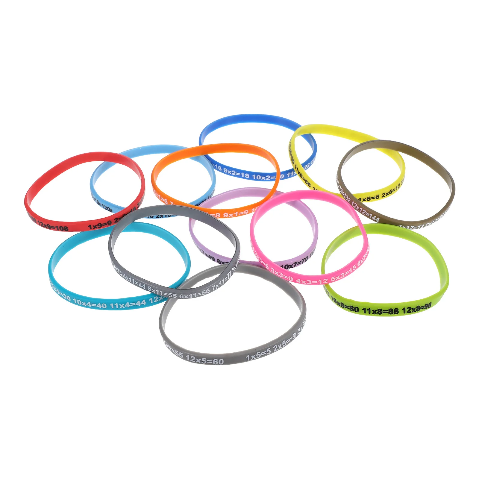 12 قطعة من طاولات الضرب معصمه للطلاب من السيليكون، حزام معصم تعليمي لتزيين اللياقة البدنية في المدارس