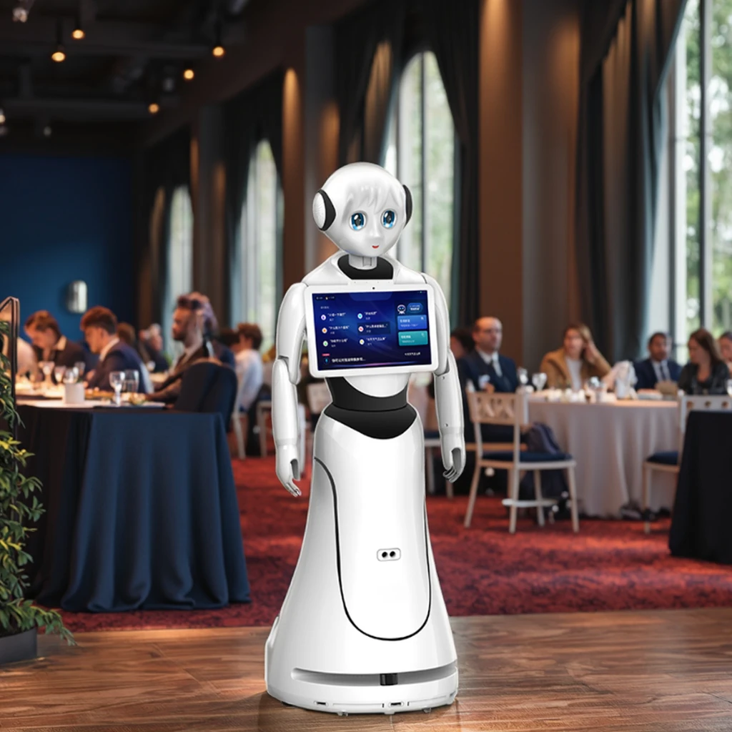 Advanced Autonomous Navigation Service Facial Recognition Touch Screen Reception Robot for Retail Store Hospital and Event Hall