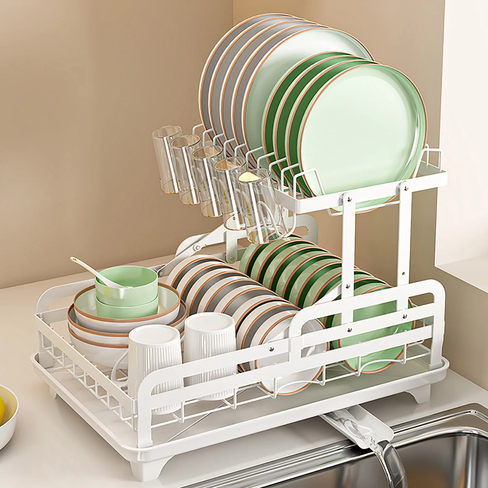 Kitchen drain rack, bowl and dish rack, bowl and dish storage rack, household bowls, chopsticks, knives, forks, storage rack, co