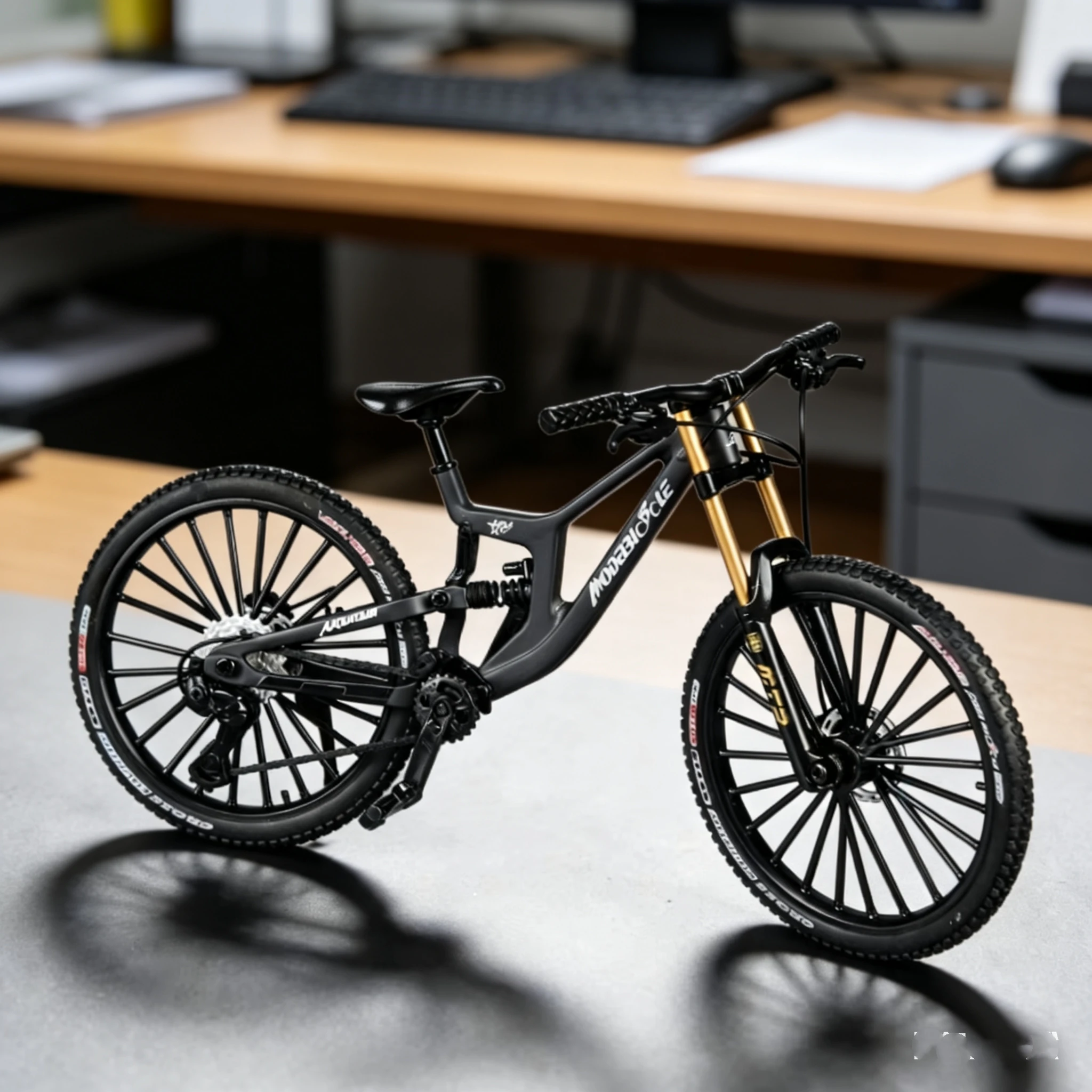 1:10 Scale Die-Cast Alloy Downhill MTB Mini Model Full Suspension Bike