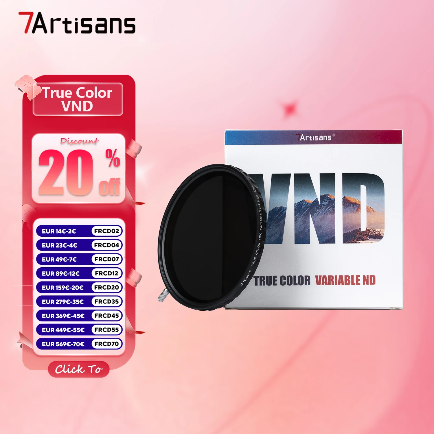 7artisans-Filtre ND variable True Document, objectif d'appareil photo à cadre ultra fin, 2 à 5 arrêts, 6 à 9 arrêts, livre 67mm, 72mm, 77mm, 82mm pour Sony
