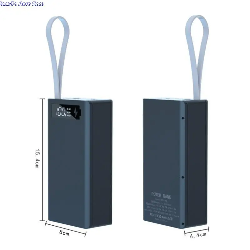 D0UA QC3.0 PD 12X18650 BATERIA PARA CASE DISPLAY LCD 5W/10W Box carregamento sem fio para