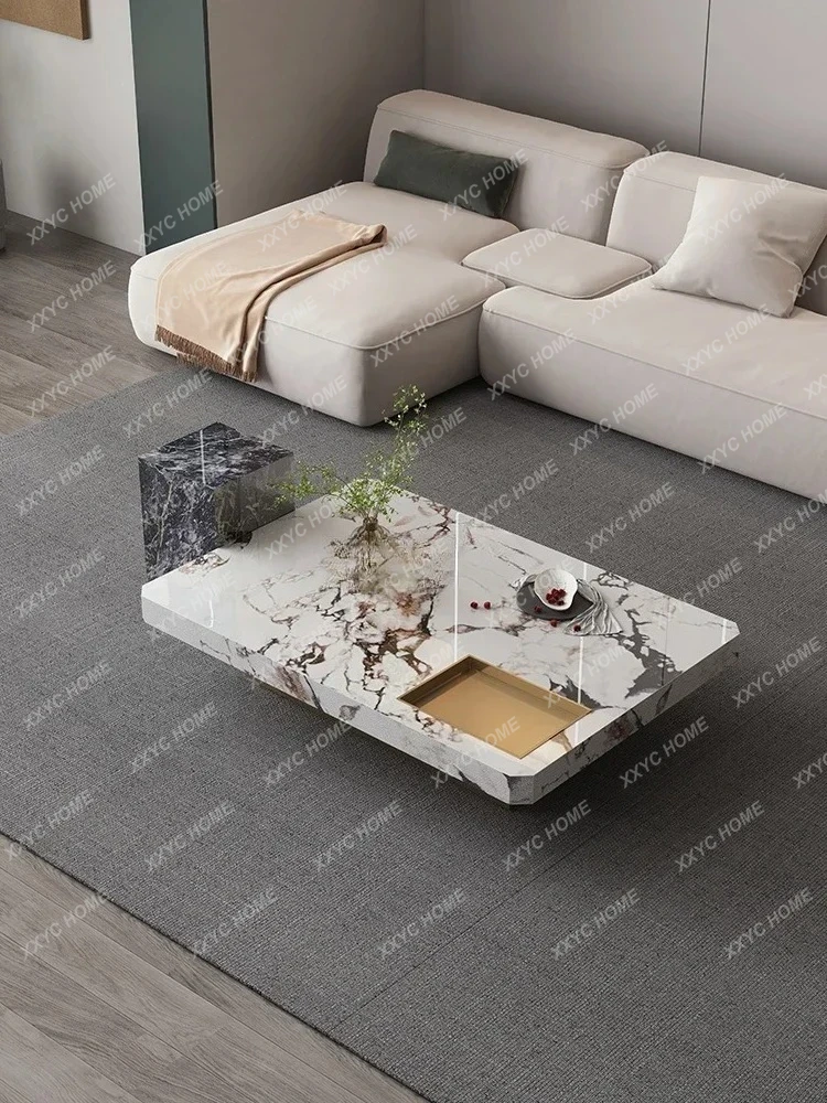 

LLiving Room Light Luxury Square Combination Marble Luxury Slate Tea Table