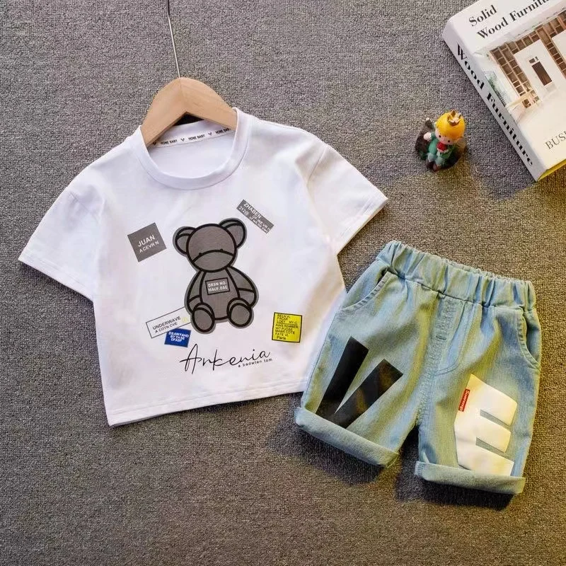 

Children's Summer Set Boys and Girls T-shirt Shorts Baby Summer Short Sleeve Fashion Cartoon Letter Two Piece Set