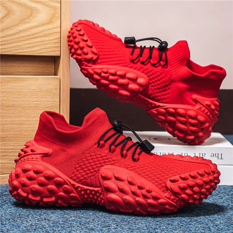 2026 Men's Spring Casual Sports Shoes Breathable Upper Anti-Slip Wear-Resistant Socks Outdoor One Foot Comfortable Running Sneak