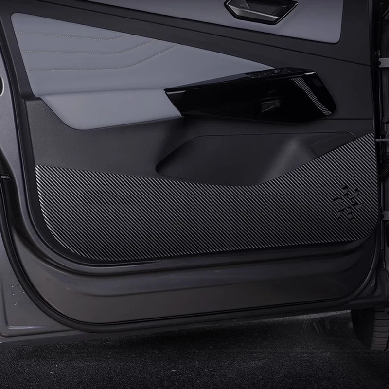 

For Volkswagen ID.4 ID4 2020-2025 Car Door Anti Kick Pad Carbon Fiber Leather Texture Anti Dirt Protective Sticker Car Accessory