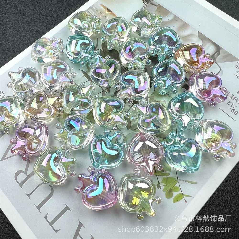 CH71 Transparent High Gloss Heart Crown UV Plated DIY Handmade Beaded Phone Chain Keychain Bag Bracelet Jewelry Accessories