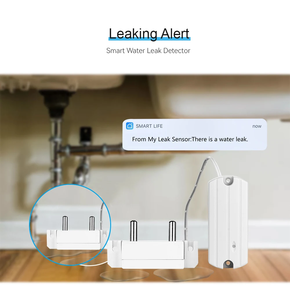 Smart home security 433mhz wireless water leakage sensor working with tuya alarm system