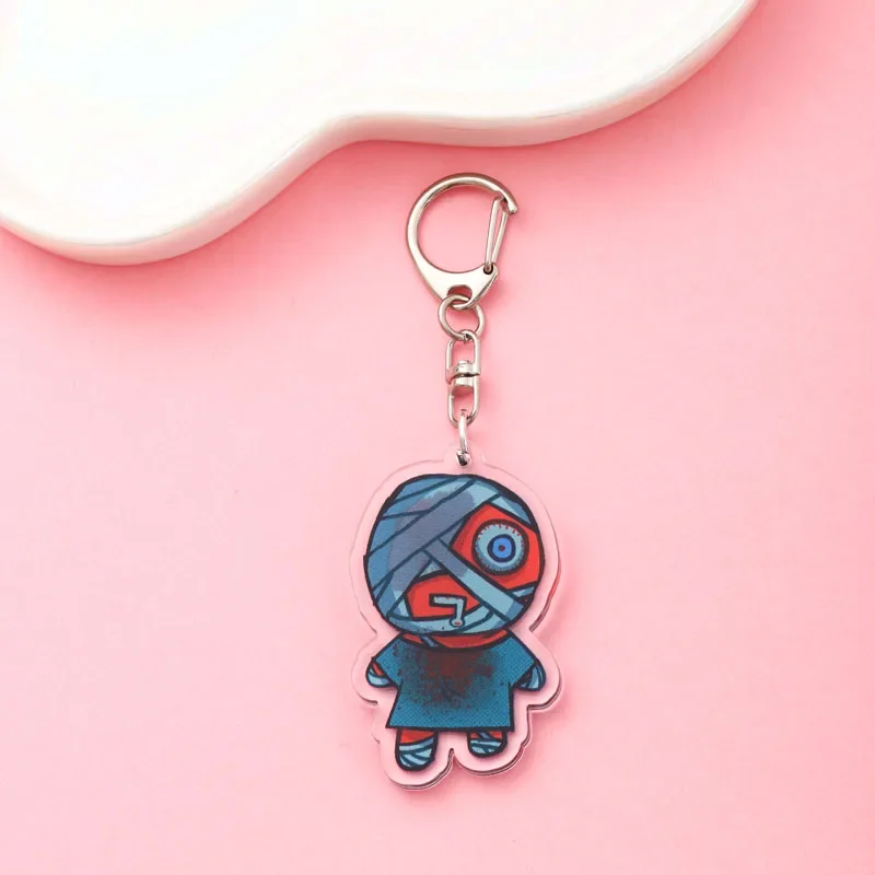 Anime Mouthwashing Acrylic Car Keychain Accessories Bag Charm Cute Cartoon Student Backpack Pendant Keyring Creative Friends Gif