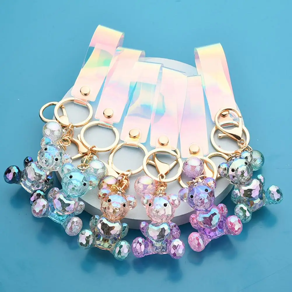 سلسلة مفاتيح على شكل دب أكريليك مع حقيبة ظهر ساحرة على شكل نجمة السكر، سلسلة مفاتيح على شكل حيوان لطيف هدية للنساء والفتيات