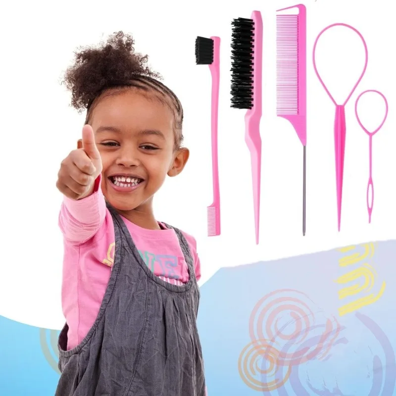 Hair brush and braid set, 5pcs/set, tear comb brush, edge brush, braid tool, hair braiding tool suitable for women men tools new