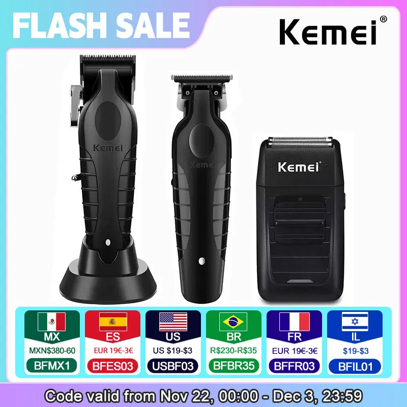 Kemei KM-2296 KM-2299 KM-1102 Professional Hair Clipper Kit Electric Shaver Male Hair Cutting Machine Men’s Cordless Trimmer