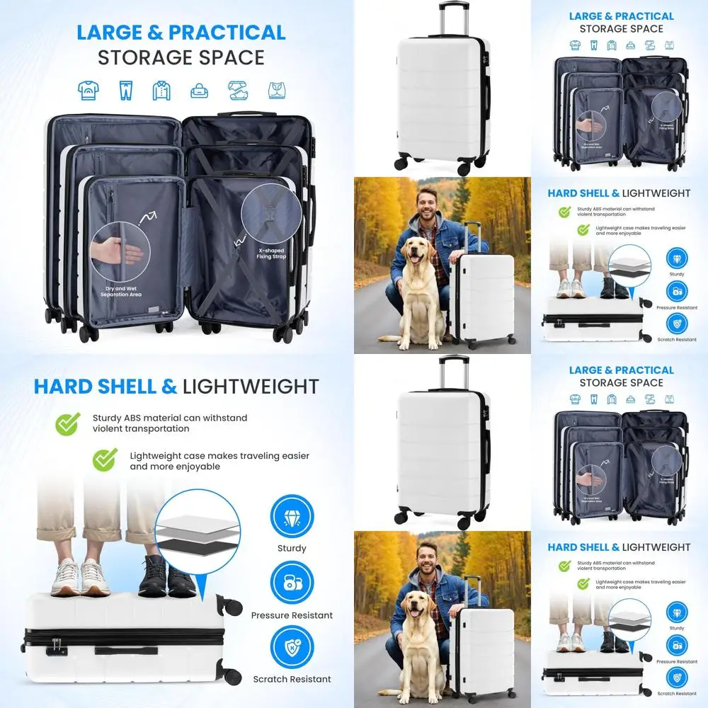 

20 Inch Expandable Hard Shell Carry-On Suitcase with Double Spinner Wheels and TSA Lock, Lightweight White Luggage